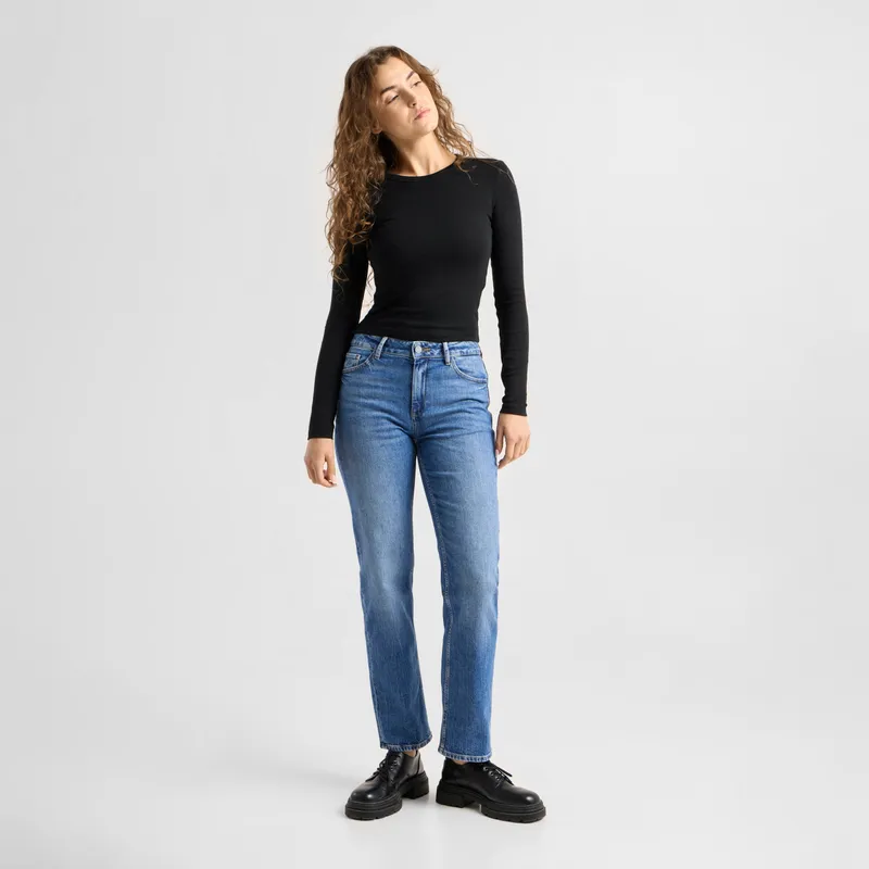 DAWN DAWN Jeans MORNING Regular Straight Mid Waist Low Stretch, Medium blue, – Produktbild 1 von 7