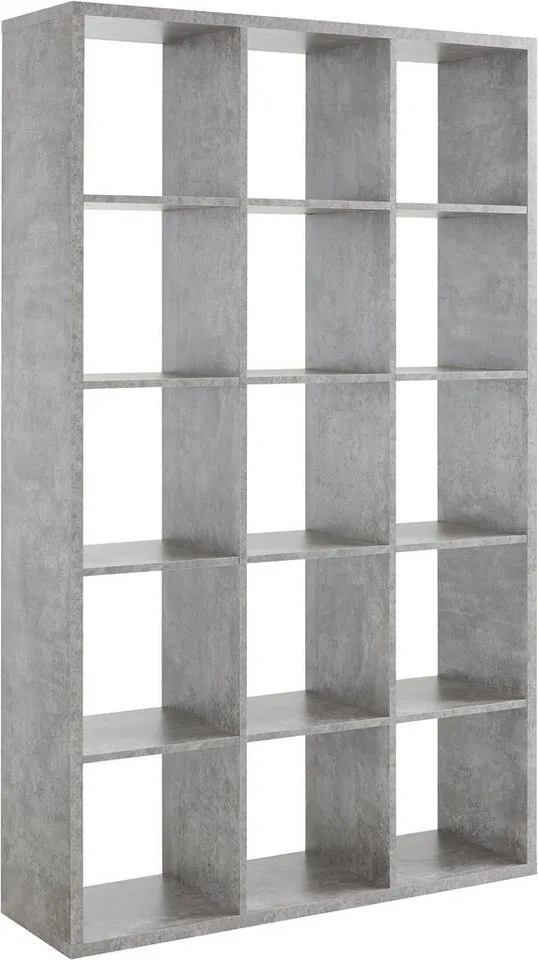 FORTE Standregal Mauro, Raumteiler, sorgt für Stil und Ordnung, 5 Fächer, Jedes Fach ist bis zu 5 kg belastbar, Fachgröße 33x33cm, Grau, – Produktbild 2 von 4