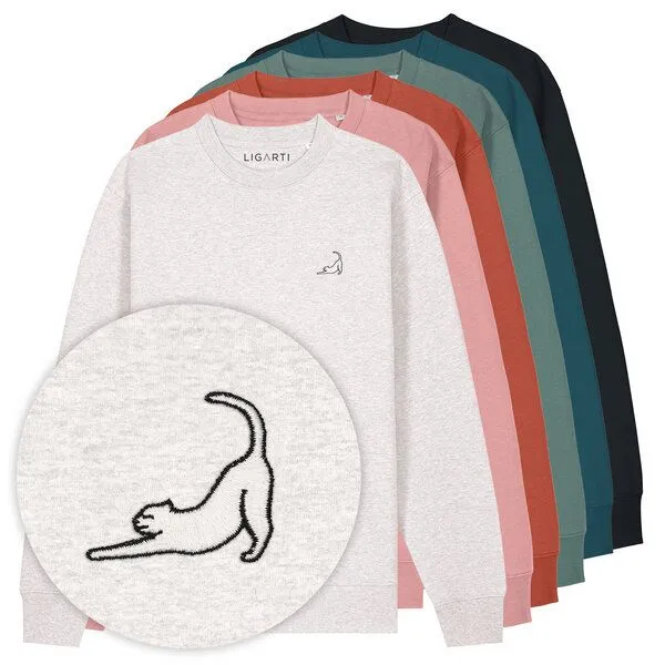 LIGARTI Bestickter Pullover – Eloise die Katze – LIGARTI Tiermanufaktur, Senfgelb, – Produktbild 2 von 2