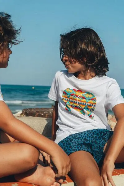 Trendsplant Trendsplant Kid's Organic Navajo Classic T-Shirt White, Weiß, – Produktbild 4 von 4