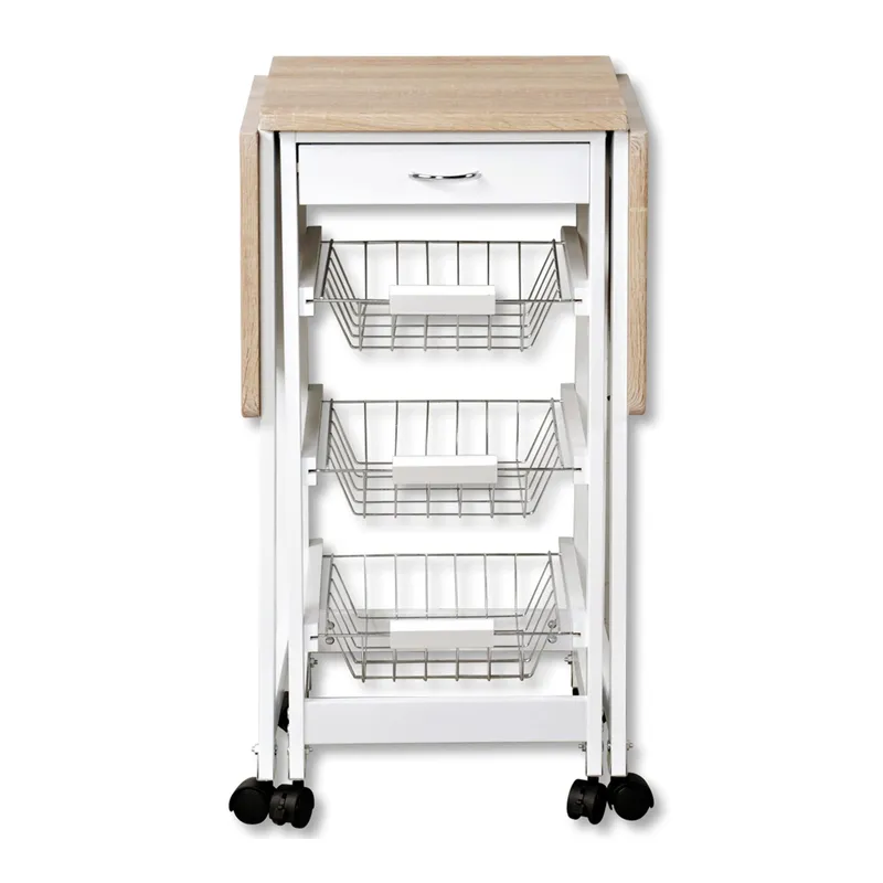 Kesper Küchenwagen mit beidseitig ausklappbaren Seitenteilen, Weiss, – Produktbild 1 von 4