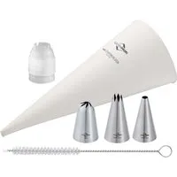 Spritzbeutel-Set mit 3 Edelstahl-Tüllen, Spritzbeutel 35 cm, Reinigungsbürste – Produktbild 1 von 1