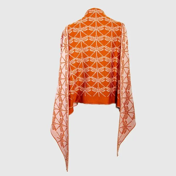 LANARTO slow fashion LANARTO slow fashion Schultertuch Libelle aus mulesingfreier Merinowolle made in germany, Orange, – Produktbild 2 von 4