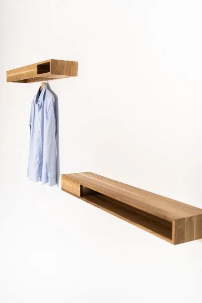 kleiderleiter_de kleiderleiter_de Garderobe GA 1 Set Wandgarderobe GA 2 und Wandregal GA 1 Eichenholz – Produktbild 3 von 4