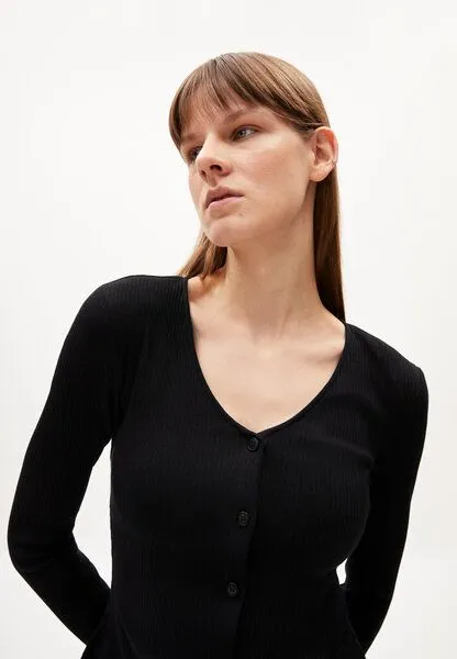 ARMEDANGELS ARMEDANGELS BIANCAA LOLA - Damen Ripp Longsleeve Slim Fit aus Bio-Baumwoll Mix, Black, – Produktbild 3 von 4