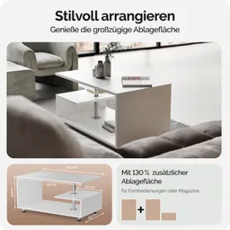 Casaria® Couchtisch Orlando Weiß 95x55x50cm – Produktbild 1 von 1