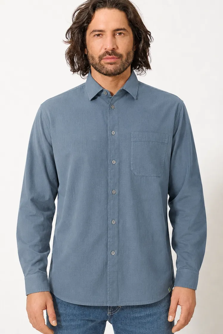 HempAge Hempage Herren vegan Hemd Worker In Taubenblau, Blau, – Produktbild 2 von 2