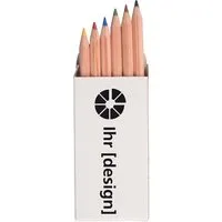 FSC-zertifiziertes 6er-Bunstifte-Etui natur kurz, 8,75 cm, inkl. 1-farbigem Rundumdruck – Produktbild 1 von 1