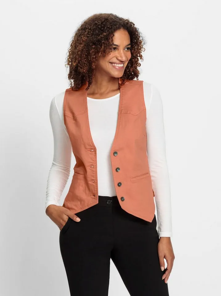 Witt Witt Jerseyweste Jeans-Weste, Orange, – Produktbild 1 von 4