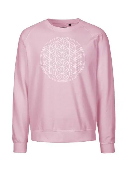 Peaces.bio - handbedruckte Biomode Peaces.bio - handbedruckte Biomode Bio Damen Sweatshirt Loose Fit Die Blume des Lebens, Rosa, – Produktbild 1 von 2
