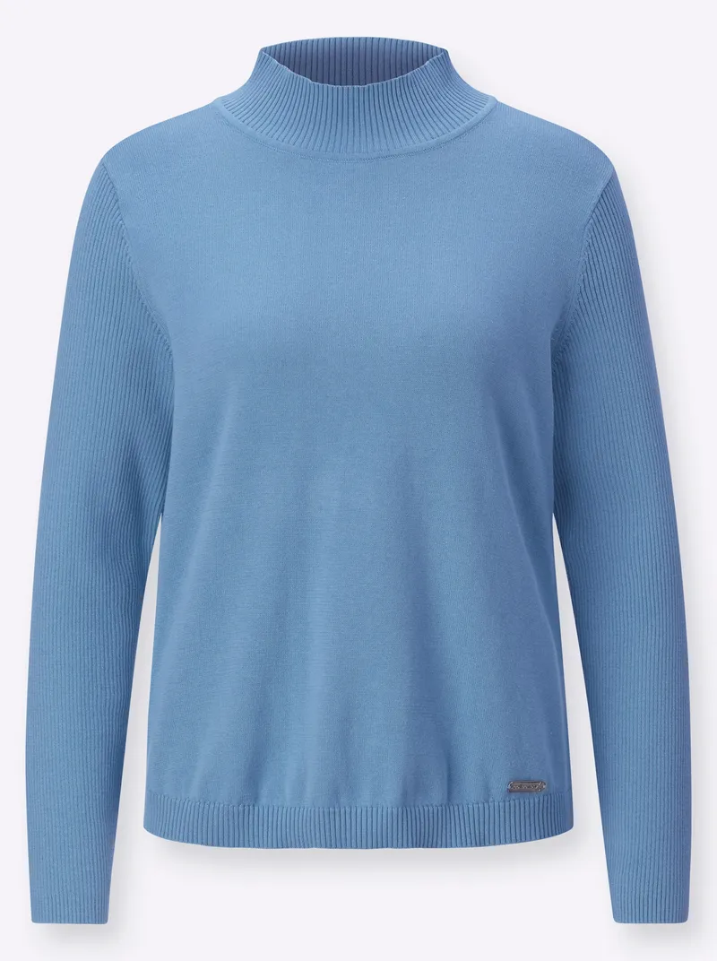 Witt Stehkragenpullover mittelblau, Mittelblau, – Produktbild 1 von 2