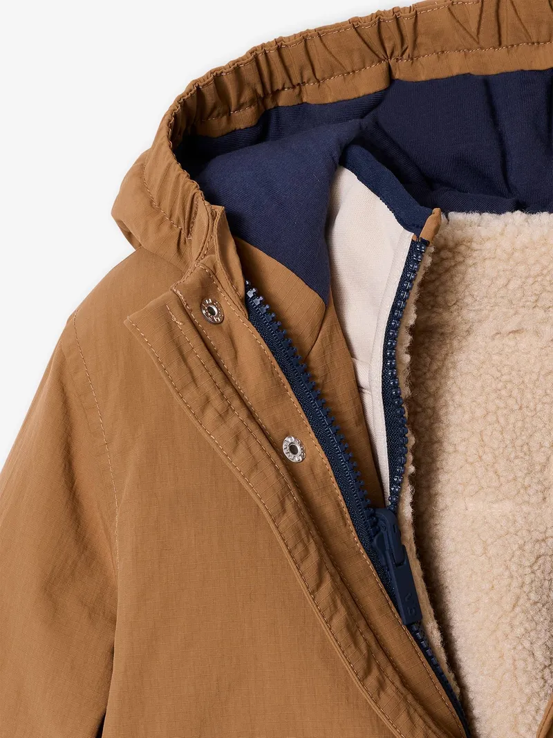 Vertbaudet 3-in-1 Jacke Jungen mit Teddyfleece-Futter pekannuss, Pekannuss, – Produktbild 3 von 4
