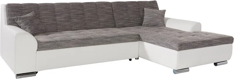 DOMO collection Ecksofa TREVISO viele Bezüge, auch in Cord, L-Form, 267x178 cm, mit Bettfunktion, inkl. Zierkissen, Unser Dauertiefpreis, Grau, – Produktbild 4 von 5