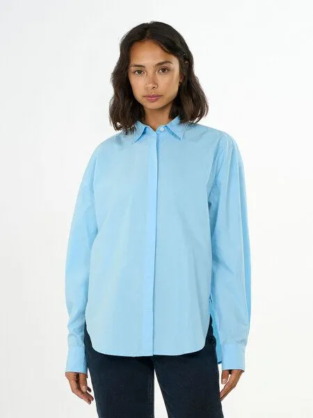 KnowledgeCotton Apparel KnowledgeCotton Apparel Bluse - Boxy poplin shirt bright - aus Bio-Baumwolle, Airy blue (blau), – Produktbild 1 von 2