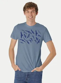 Peaces.bio - handbedruckte Biomode Peaces.bio - handbedruckte Biomode Fit T-Shirt Möwen Herren – Produktbild 1 von 1