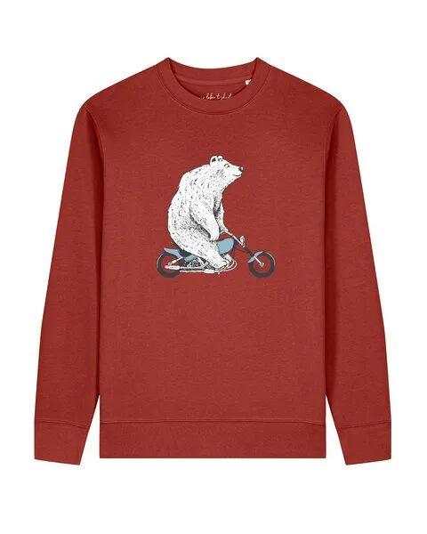watapparel watapparel Sweatshirt Unisex Bär auf Bike, Earthy red, – Produktbild 1 von 2