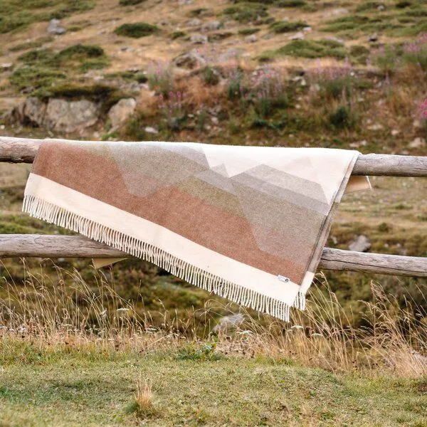 Steppenwolle Steppenwolle Decke 100% Schurwolle mulesingfrei, Braun/dunkelgrün - rocky, – Produktbild 1 von 4