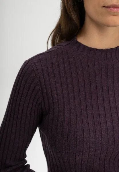 MELA MELA Strickpullover Style NAMARI aus 100% Bio-Baumwolle, Elderberry melange, – Produktbild 5 von 5