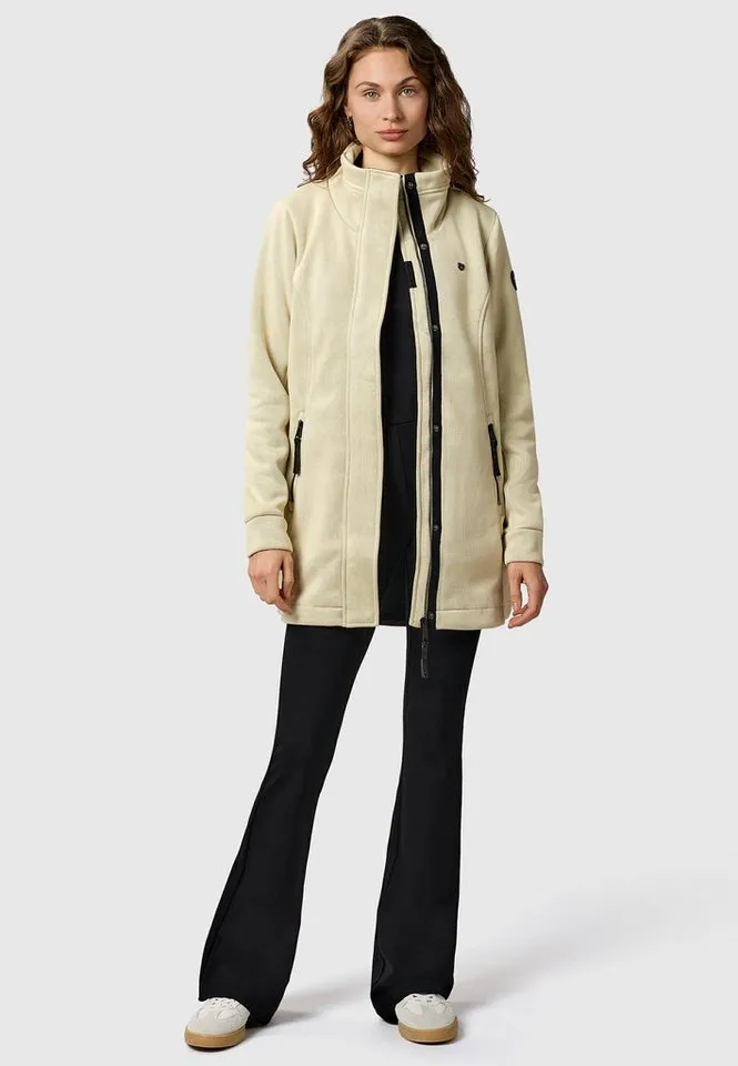 ragwear ragwear Sweatjacke Letrice Bonded Elegante Zip-Jacke mit hohem Kragen in Feinstrickoptik, Braun, – Produktbild 4 von 5