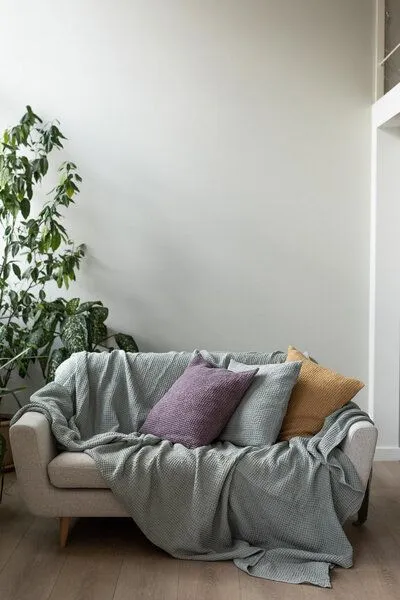 AmourLinen AmourLinen Waffeldecke aus Leinen, Sage green (grün), – Produktbild 1 von 3