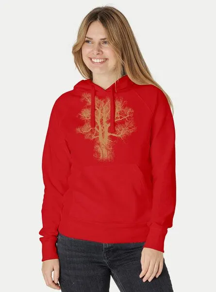 Peaces.bio - handbedruckte Biomode Peaces.bio - handbedruckte Biomode Bio-Damen-Kapuzensweater Chestnut, Rot, – Produktbild 2 von 3