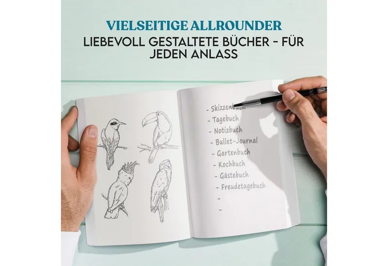 LifeDesign Notizbuch "Libelle" DIN A5 Skizzenbuch, Hardcover, Fadenbindung, edles Papier, FSC- & EU-Ecolabel zertifizert – Produktbild 2 von 5
