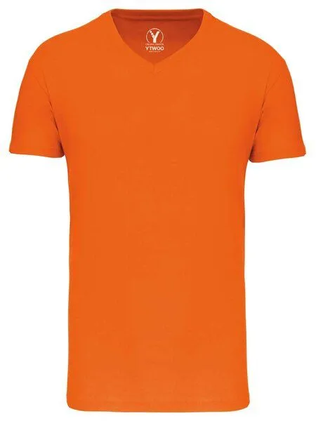 YTWOO YTWOO Basic Herren T-Shirt mit V-Ausschnitt aus Bio-Baumwolle, Orange, – Produktbild 2 von 2