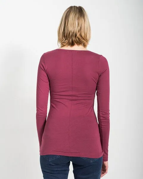 Alma & Lovis Alma & Lovis Langarmshirt aus 100% Bio-Baumwoll-Jersey (kbA) | Pure Shirt, Dunkelrot, – Produktbild 4 von 4