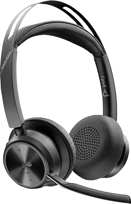 Poly Poly Voyager Focus 2 MS Kabelloses Office-Headset + Ladestation, Schwarz, – Produktbild 2 von 3