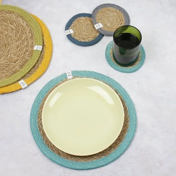 reSpiin reSpiin Runde Tischmatte aus Seegras und Jute Ø 28 cm, Grau, – Produktbild 4 von 4