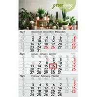Dreimonatskalender "green & blue" inkl. 4-farbigem Aufdruck, hellgrau/rot – Produktbild 1 von 1