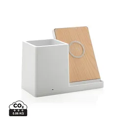 XD Xclusive XD XCLUSIVE Ontario 10W Wireless Charger aus Bambus und RCS Kunststoff, weiß – Produktbild 1 von 1