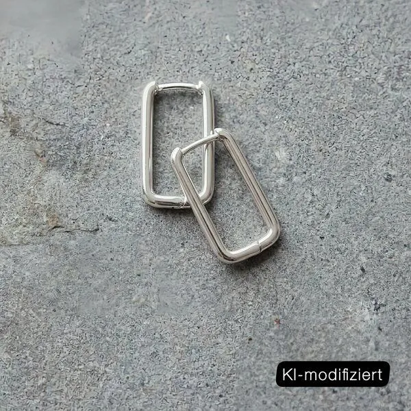 ELEKTROPULLI ELEKTROPULLI Geschlossene Rechteck Creolen ca. 20 mm x 13 mm, Silber, – Produktbild 3 von 3