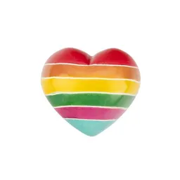 El Puente El Puente Deko-Herz aus Speckstein mit Regenbogen-Streifen | Fair Trade & Handmade aus Kenia – Produktbild 1 von 1