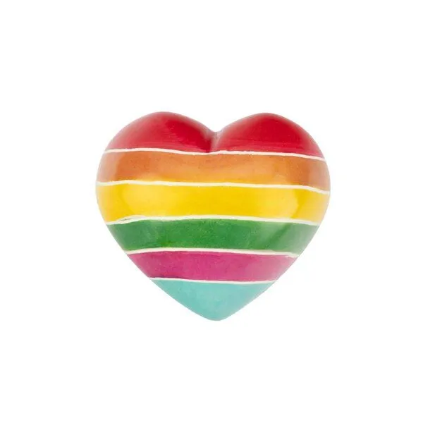 El Puente El Puente Deko-Herz aus Speckstein mit Regenbogen-Streifen | Fair Trade & Handmade aus Kenia, Mehrfarbig, – Produktbild 1 von 1