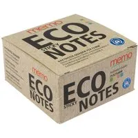 Memo memo Haftnotiz-Quader 400 Blatt 75 x 75 mm, grün/gelb/rosa/blau im Recyclingkarton – Produktbild 1 von 1