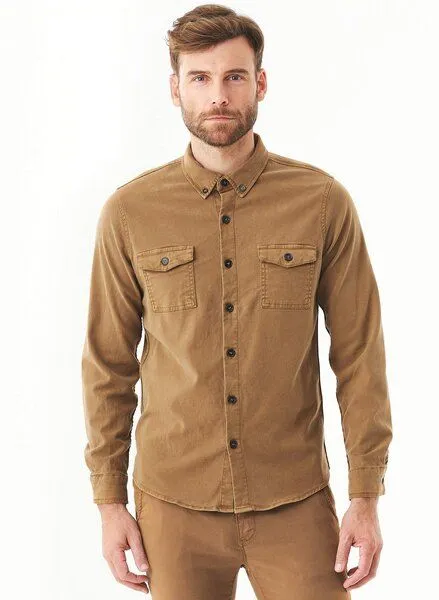 ORGANICATION ORGANICATION Hemd aus TENCEL Lyocell und Bio-Baumwolle, Braun(army brown), – Produktbild 1 von 4