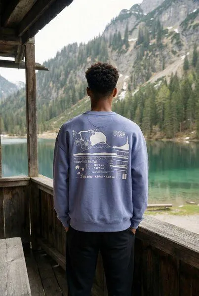 THE FACE OF ELEMENTS The Face of Elements Mount Fuji Ultra Trail - Relaxed Fit Sweatshirt aus 100% Bio-Baumwolle, Violet (lila), – Produktbild 1 von 4