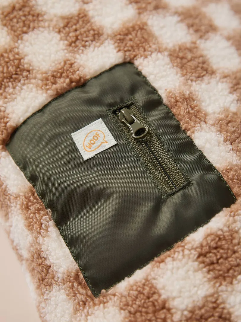 Vertbaudet Fleece-Mantel für Hunde mit kleiner Tasche, Braun kariert, – Produktbild 4 von 4