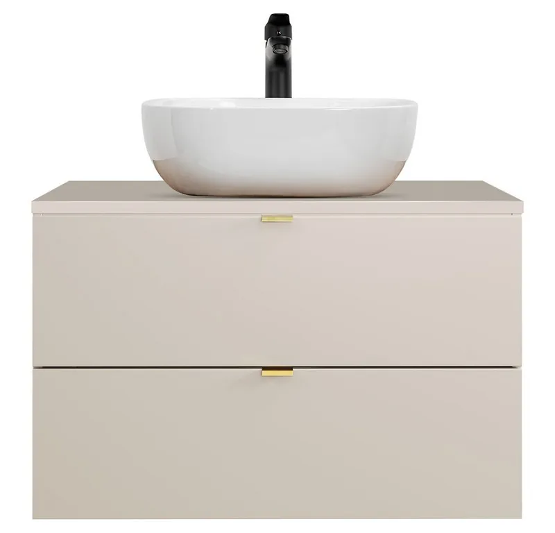 Lomadox Waschtisch DURANGO-56, 80 cm breit, Keramikwaschbecken, kaschmir, 2 Schubladen, Braun, – Produktbild 1 von 5