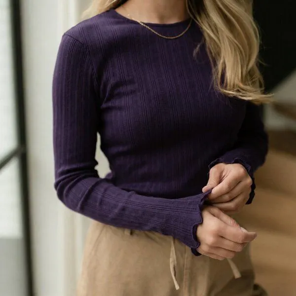 NORDLICHT NORDLICHT Langarmshirt Maja, Lila, – Produktbild 1 von 4