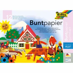 folia folia Buntpapier-Heft gummiert, 23x25cm 12 Blatt – Produktbild 1 von 1