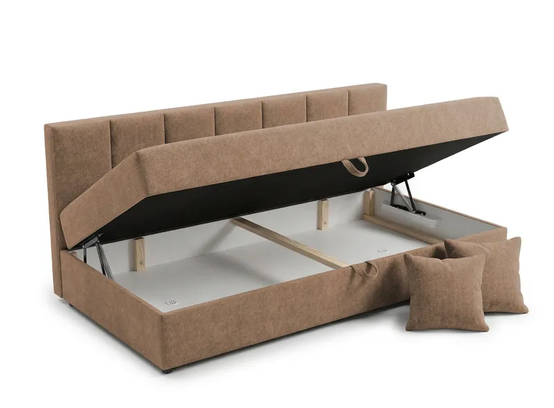 S-Style Möbel Daybett / Tagesbett Lenny mit Rückenlehne und großem Bettkasten, aus Chenille-Stoff, mit Bonellfedern, Braun, – Produktbild 5 von 6