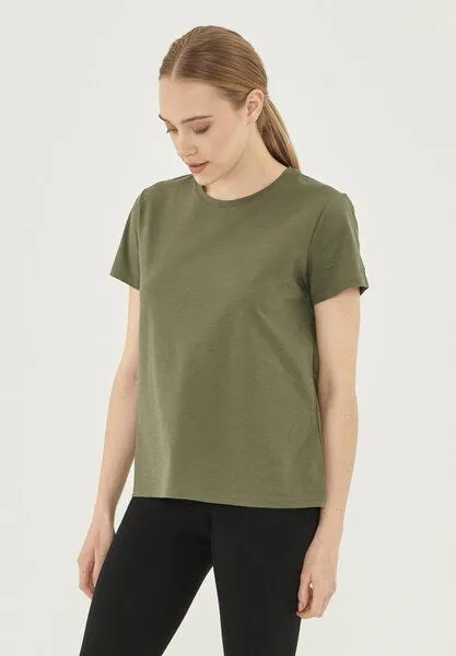 ORGANICATION ORGANICATION Damen Basic T-Shirt aus Bio-Baumwolle, Khaki, – Produktbild 3 von 4