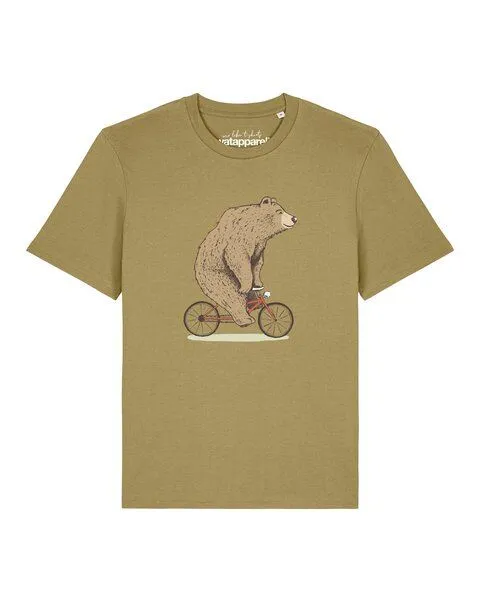 watapparel watapparel T-Shirt Unisex Fahrradbär, Faded olive, – Produktbild 1 von 2