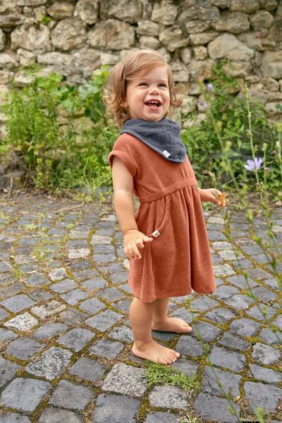 Lässig Lässiges Frottee Kleid Kleinkinder, Rostrot, – Produktbild 3 von 3