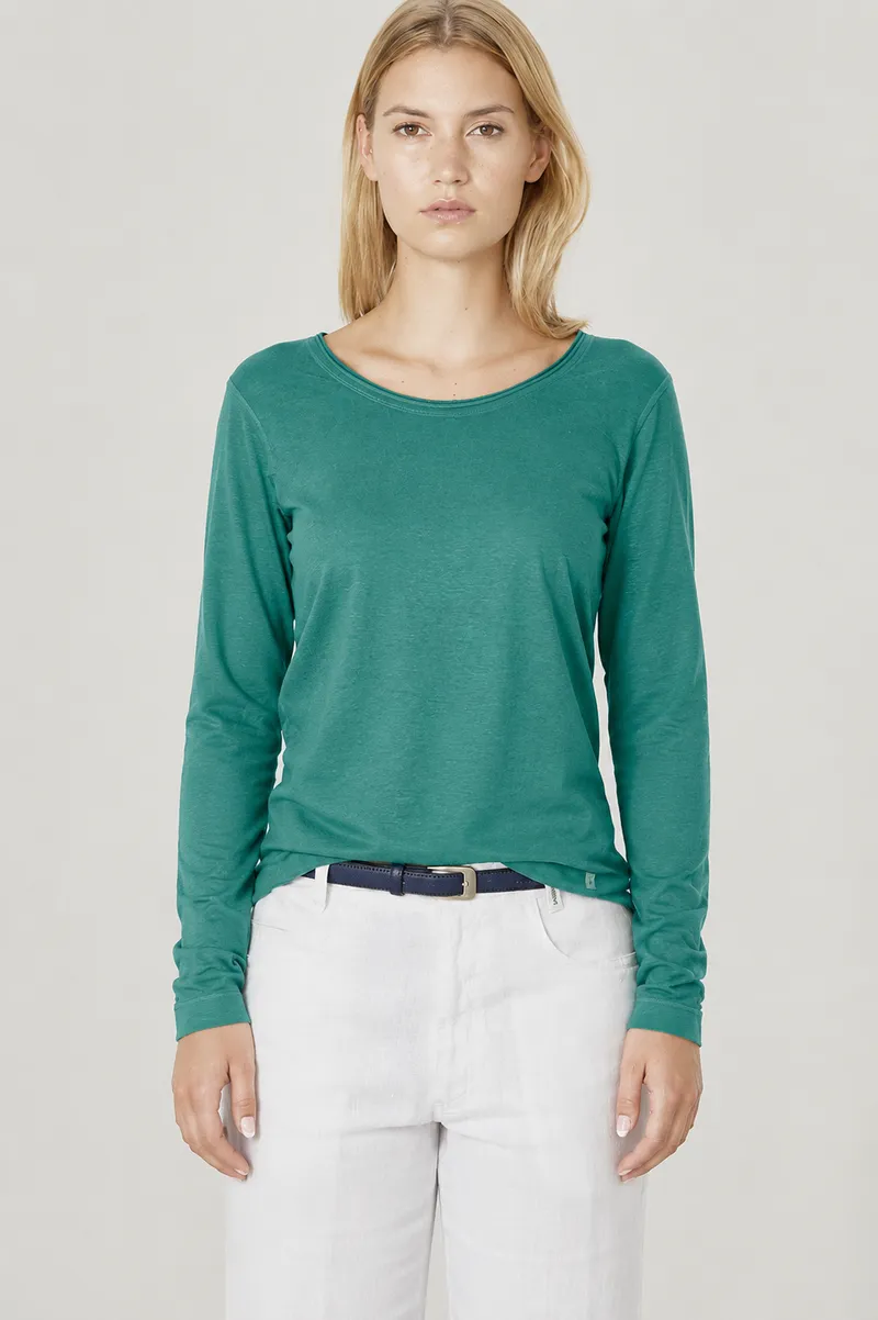 HempAge Hempage Damen vegan Langarm T-Shirt Dschungelgrün, Grün, – Produktbild 2 von 2