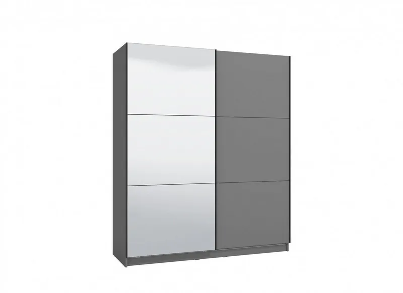OTTO home Schwebetürenschrank Sierra Kleiderschrank mit Spiegel Garderobe Topseller inklusive Inneneinteilung & Kleiderstange, FSC®-Zertifiziert, Grau, – Produktbild 3 von 8