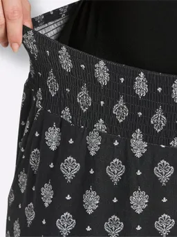 sheego Schlupfhose schwarz-ecru-bedruckt – Produktbild 1 von 1