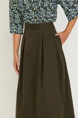 SKFK SKFK Damen vegan Rock Eloisa Midi Ausgestellt Khaki – Produktbild 1 von 1